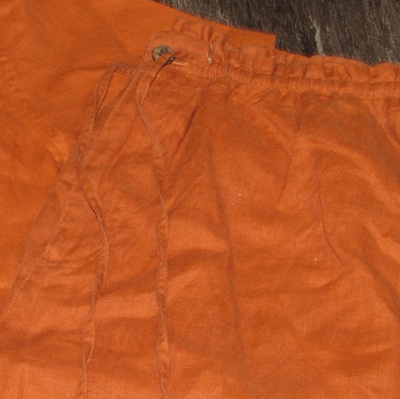 Jamaica Bay womens 100% linen 2pc burnt orange cropped pant resort outfit size M - Picture 3 of 4
